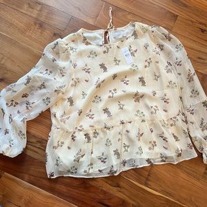 NWT flowy LOFT peplum top XL 2023 season